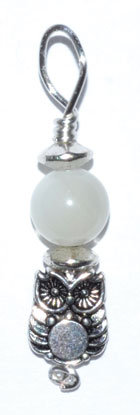 Owl pendant with moonstone bead